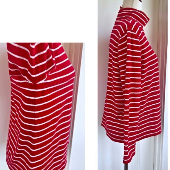 LANDS END Striped Red White Knit Turtleneck Size L - Picture 5 of 15
